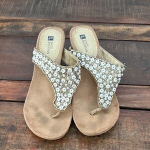 White Mountain Women's Beaded Sandals - Cream and White size 8